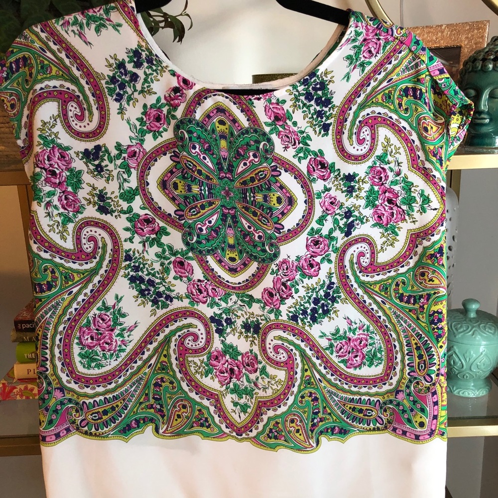 Boho contemporary colorful paisley blouse